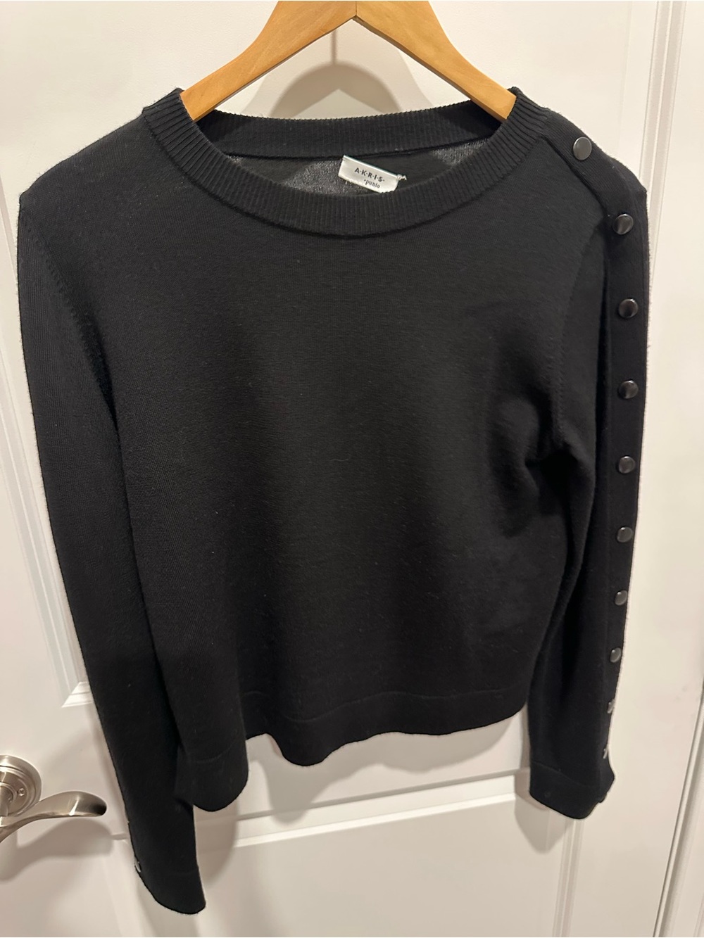 Akris Punto Black Ribbed Crewneck Sweater